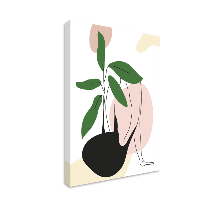 Abstract wall art 1 female figure with plant - TenStickers