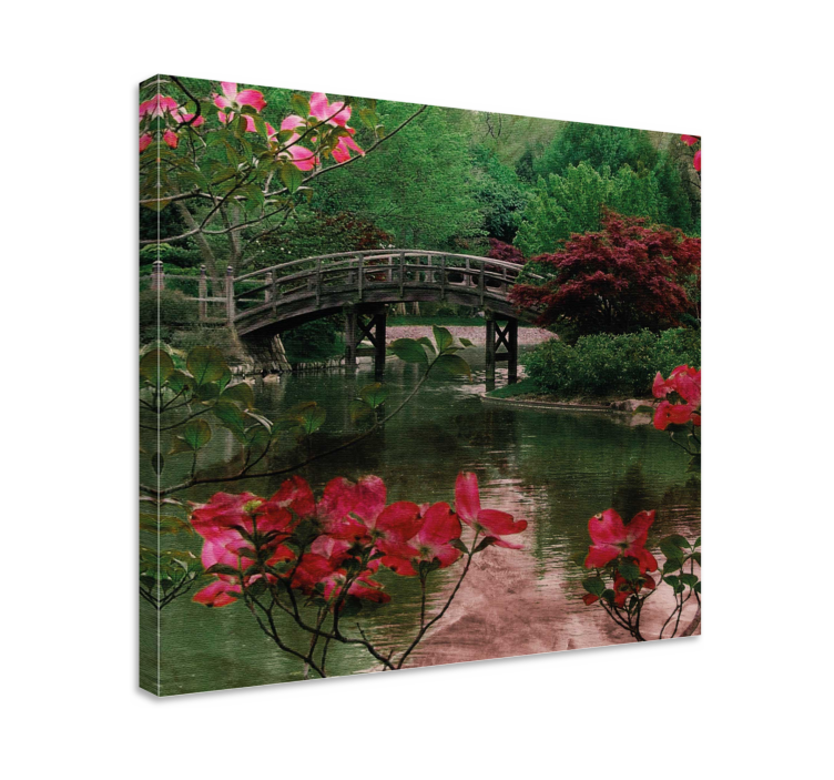 Flowers canvas bridge embraced by blossoms - TenStickers