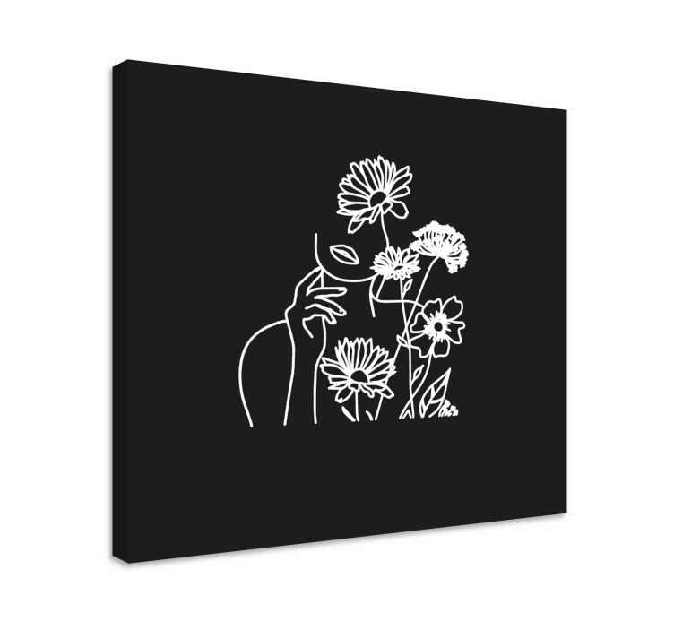 Minimalistic women floral design flower canvas - TenStickers