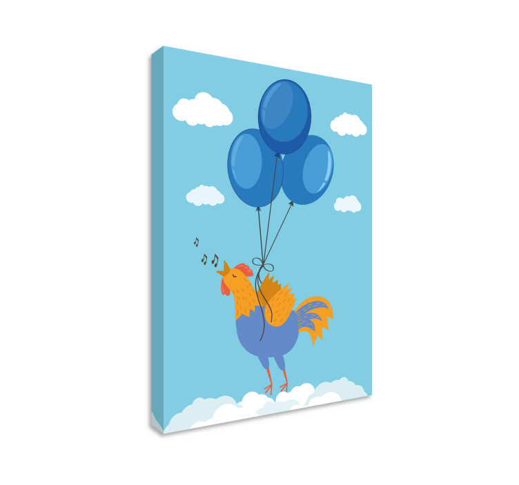 Animal canvas wall art singing rooster balloons - TenStickers