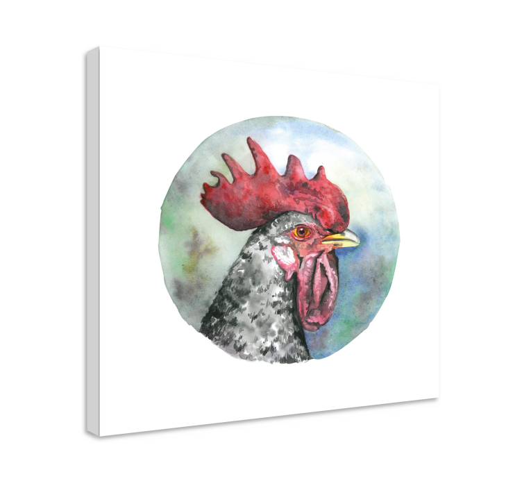 Blue chicken oil painting bird canvas art - TenStickers