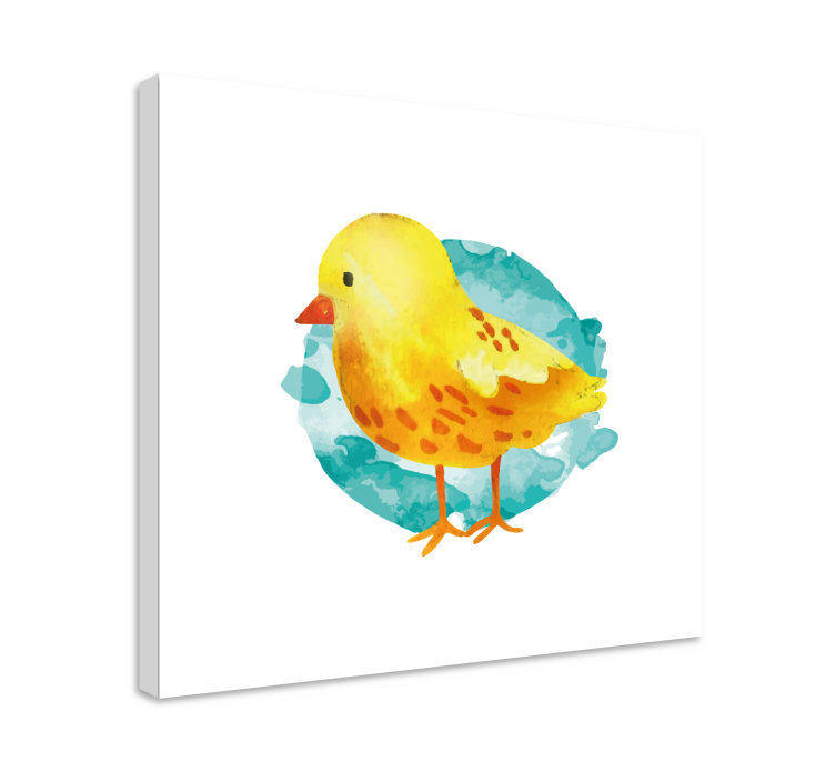 Yellow little chicken painted bird canvas art - TenStickers