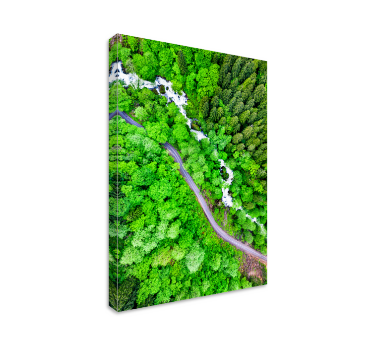 Landscape canvas winding forest river artwork - TenStickers