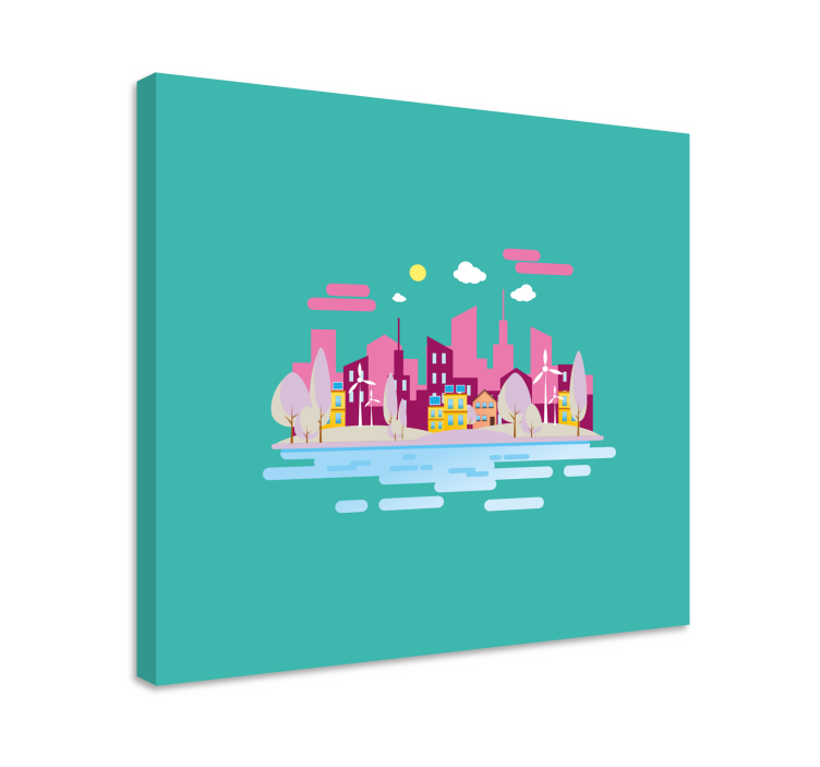 Cityscape wall art vibrant urban landscape - TenStickers