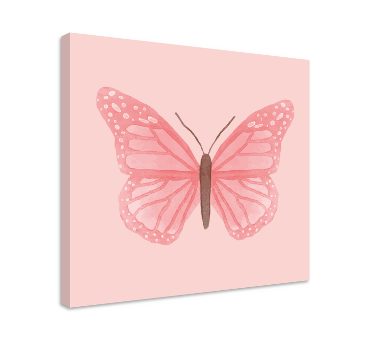 Pink tile butterflies butterfly canvas wall art - TenStickers