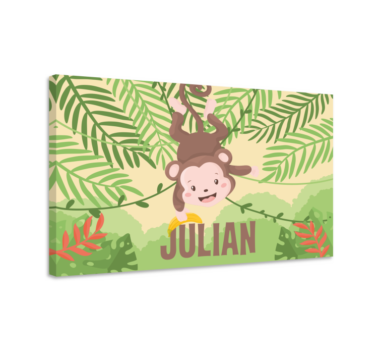 Dinosaur canvas wall art monkey swinging joy - TenStickers