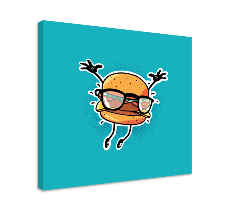 Quote canvas happy burger character artwork - TenStickers