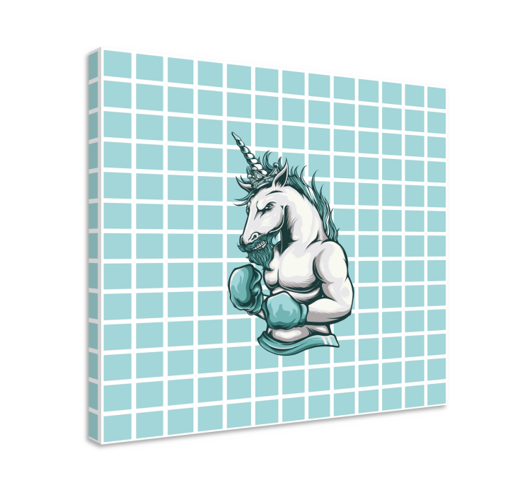 Superhero canvas art muscular unicorn champion - TenStickers