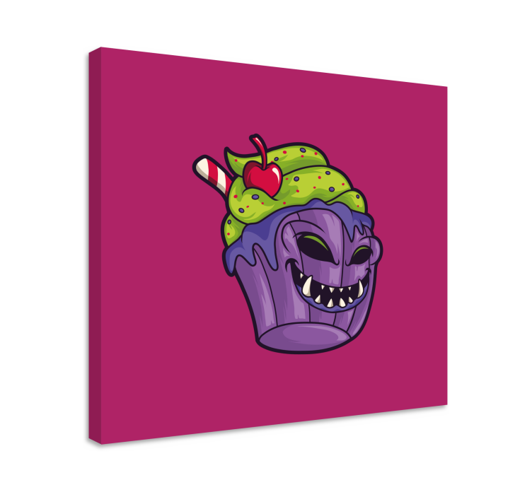 Zombie cupcake cartoon modern canvas - TenStickers