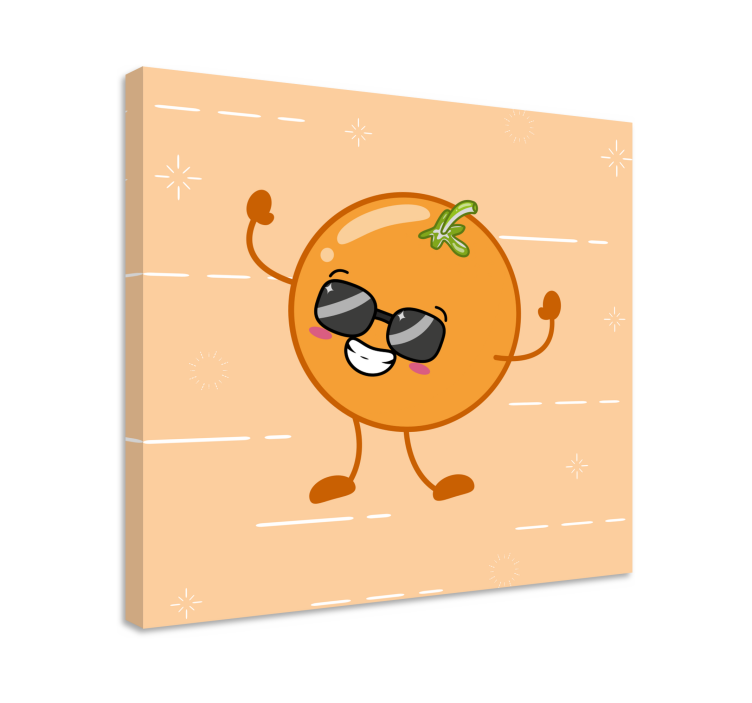 cute smiling orange cartoon modern canvas - TenStickers