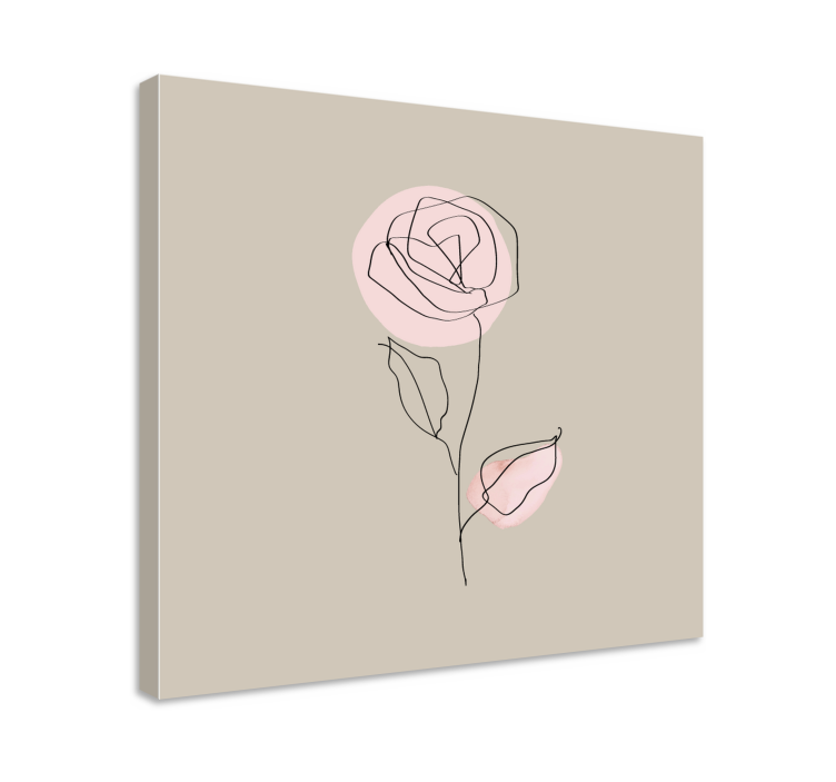 Flowers canvas elegant line rose - TenStickers