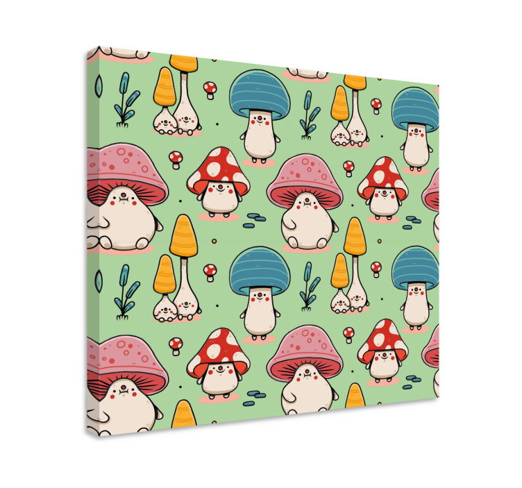 Cute cartoon mushrooms Plant canvas prints - TenStickers