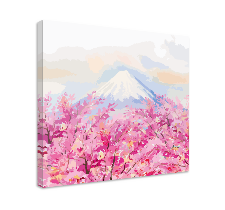 Flowers canvas mount fuji blossom art - TenStickers