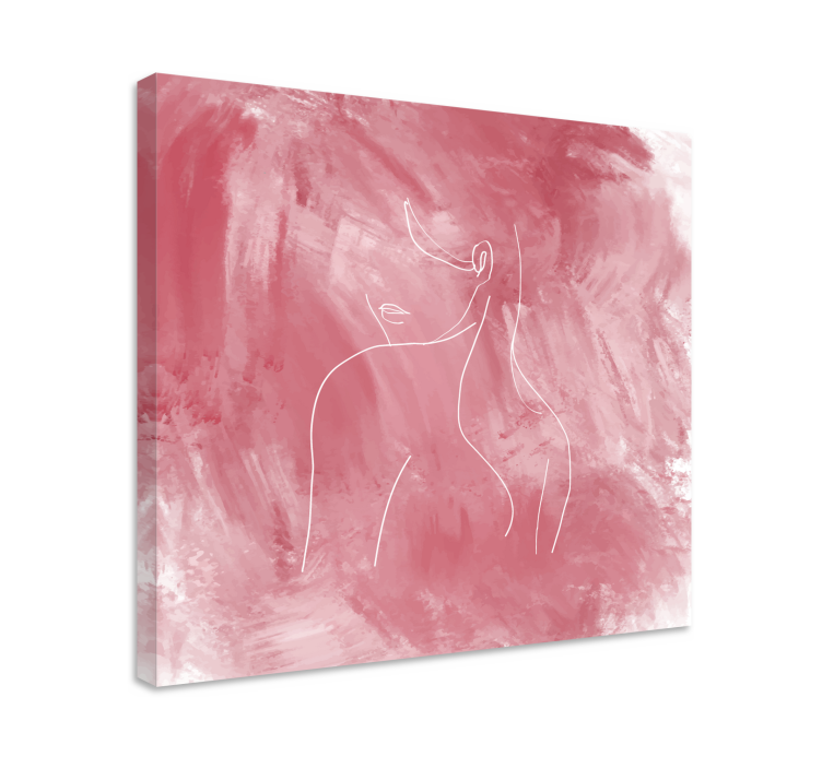 Woman silhouette pink paint canvas art prints - TenStickers