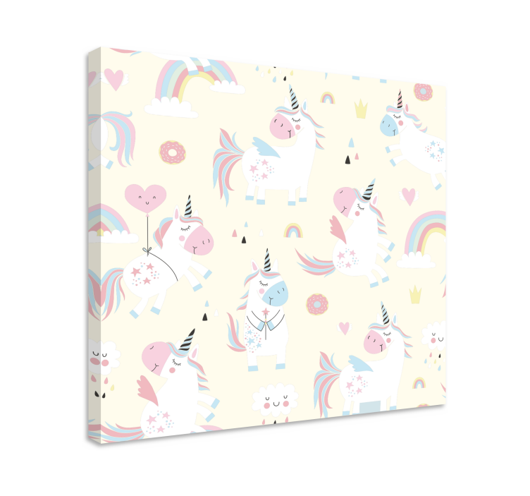 Playful Unicorns Pattern unicorn pictures framed - TenStickers