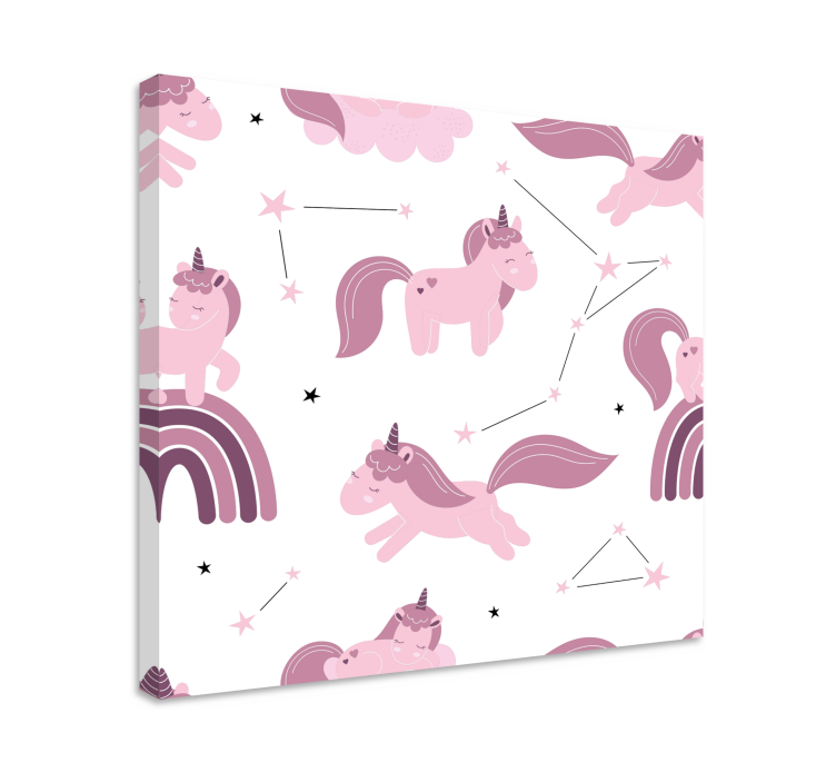 Pink designs with stars unicorn pictures framed - TenStickers