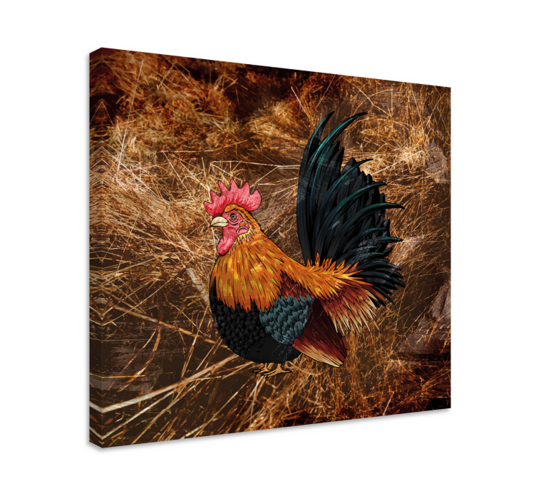 Dog wall art colorful rooster painting - TenStickers