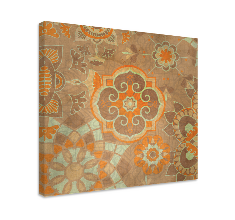 Ethnical beige pattern flower canvas - TenStickers