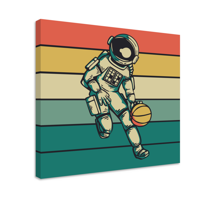 Vintage astronaut playing basketball wall print - TenStickers