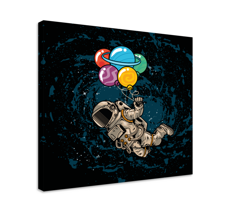 Astronaut in space with balloons wall prints - TenStickers