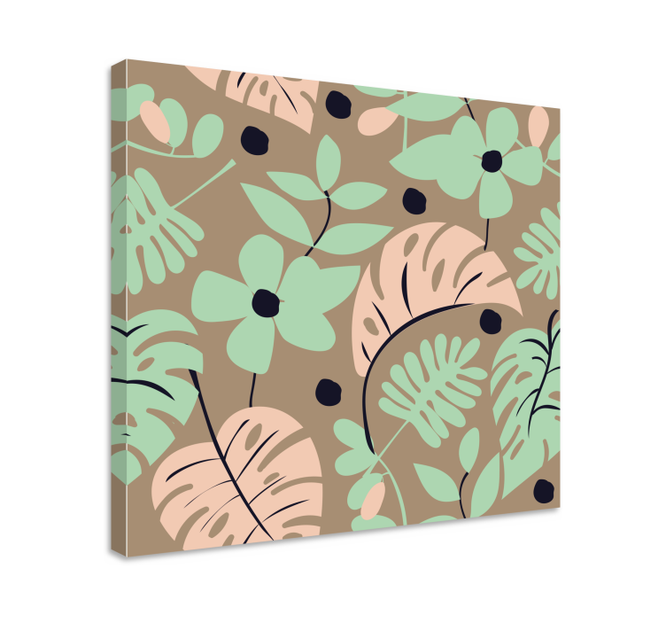 Tropical leaf floral flowers canvas - TenStickers
