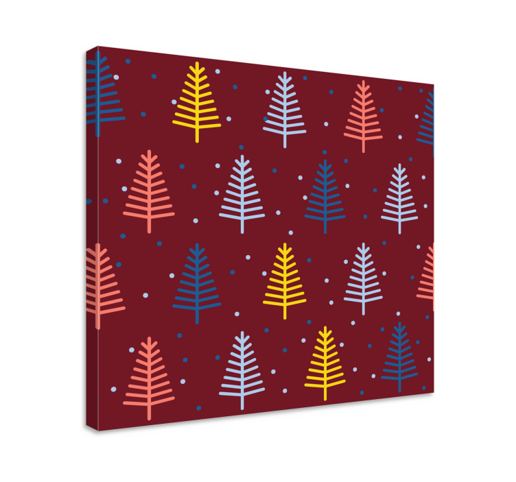 Tree canvas wall art colorful pine sprigs - TenStickers