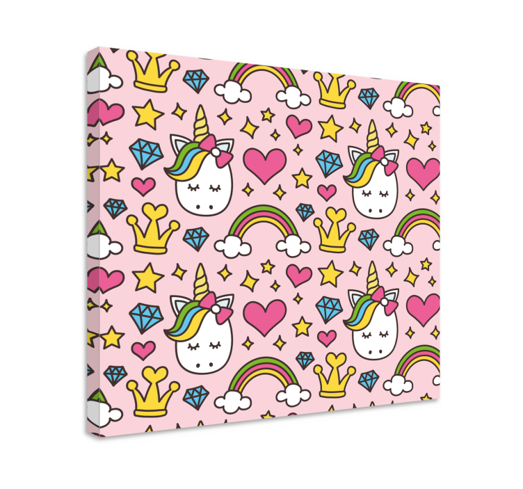 Cute unicorn pattern unicorn pictures framed - TenStickers