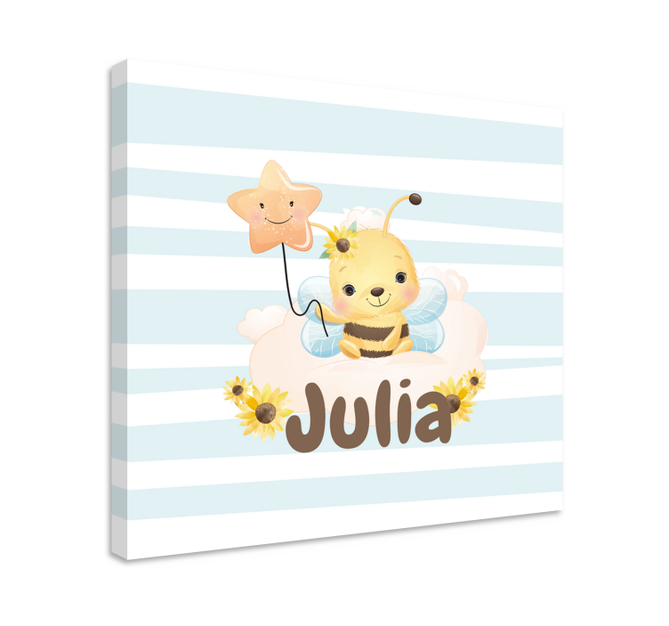 Cute animals bee with name personalised canvas - TenStickers