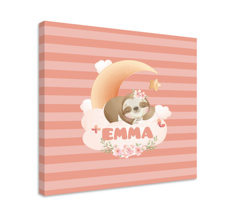 Cute animals sloth with personalised canvas - TenStickers