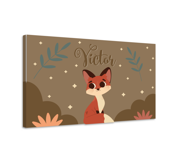 Dinosaur canvas wall art cute fox illustration - TenStickers