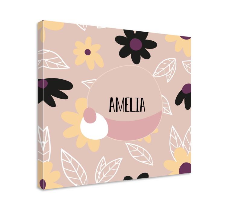 Flowers canvas floral name art - TenStickers