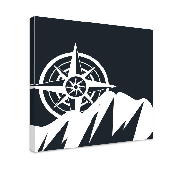 World map wall art compass and mountains - TenStickers
