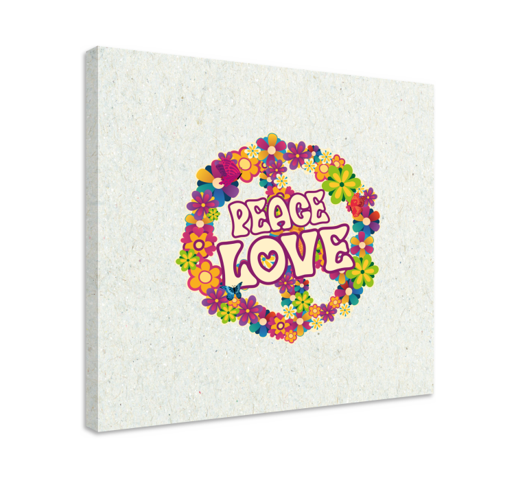 Peace love, and butterflies flower canvas - TenStickers