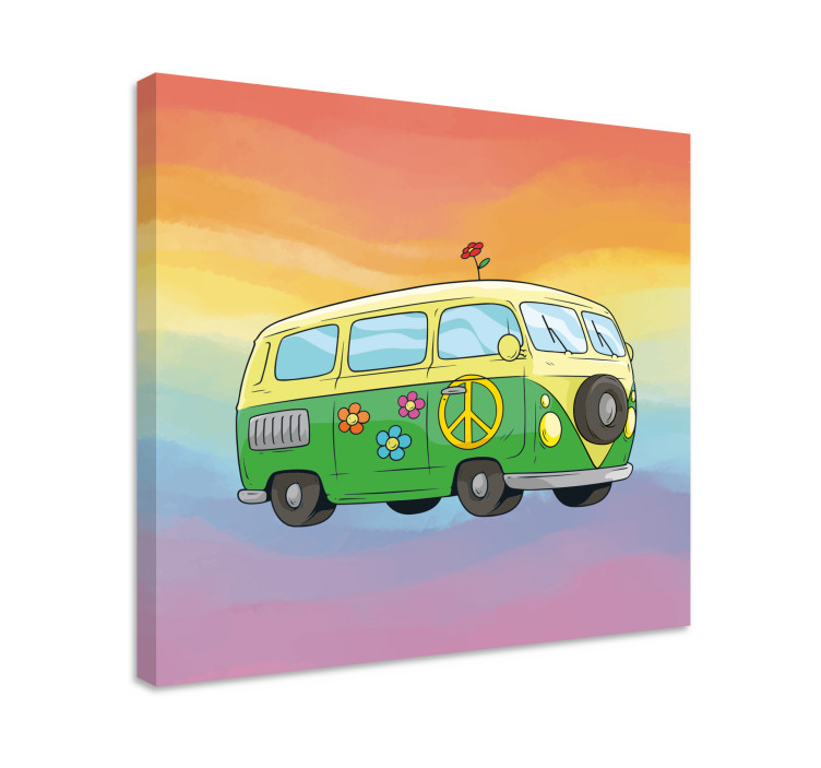 Colorful Peace Van retro canvas - TenStickers