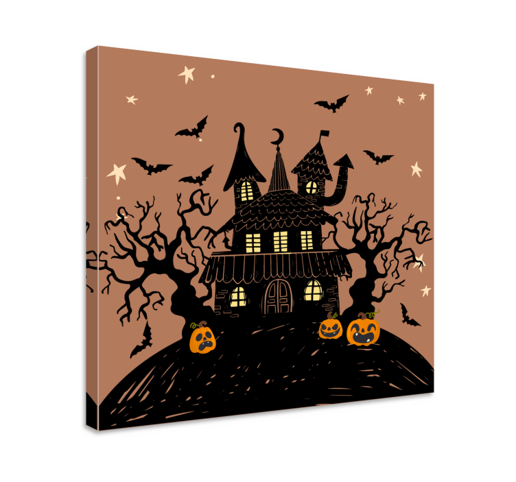 Floral canvas wall art haunted house decor - TenStickers