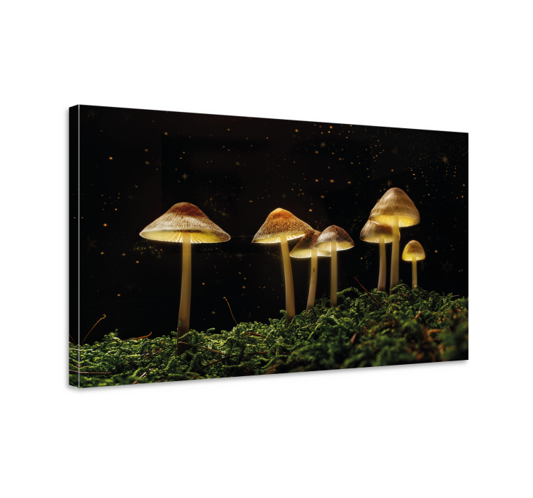Flowers canvas glowing mushrooms artwork - TenStickers