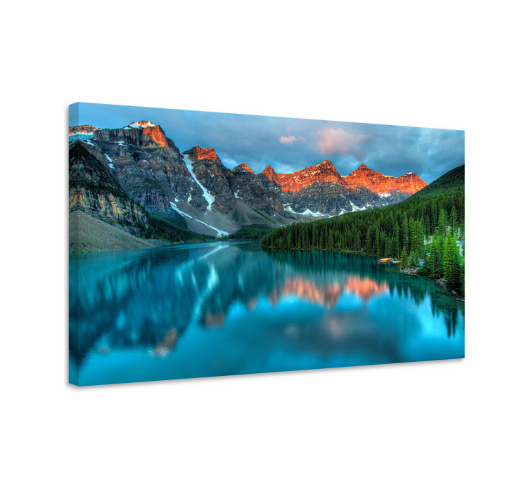 Colourful lake aesthetic art landscape canvas - TenStickers