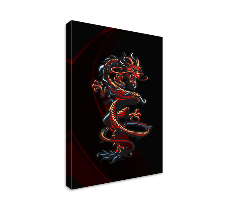 Dark Curled up Dragon animal canvas prints - TenStickers