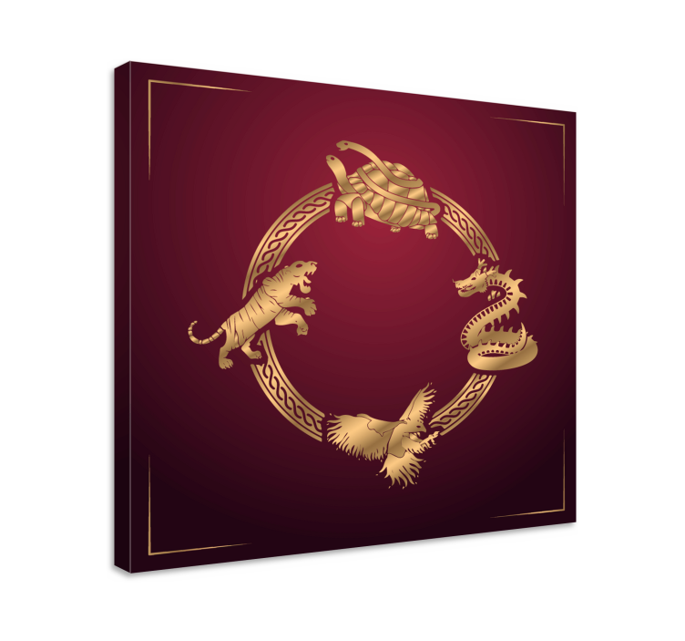Four symbols dragon tiger animal canvas prints - TenStickers