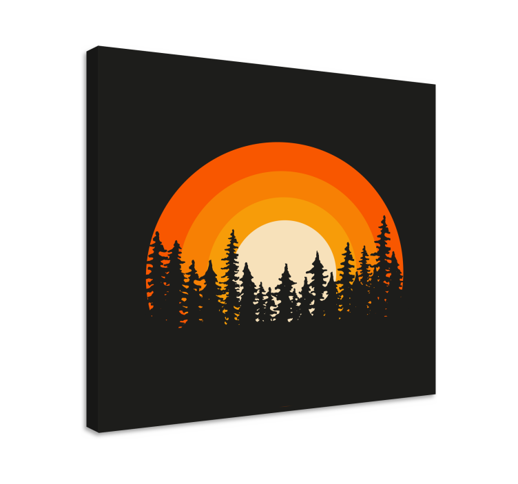 Landscape canvas stylized sunset silhouette - TenStickers