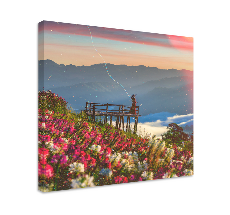 Girl in garden cottagecore landscape canvas - TenStickers
