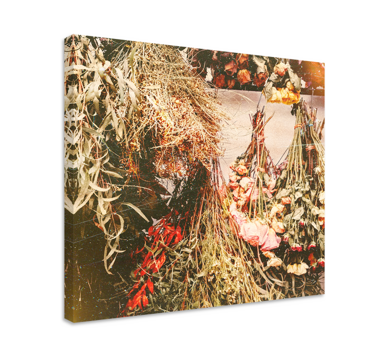 Dried flowers cottagecore style flower canvas - TenStickers