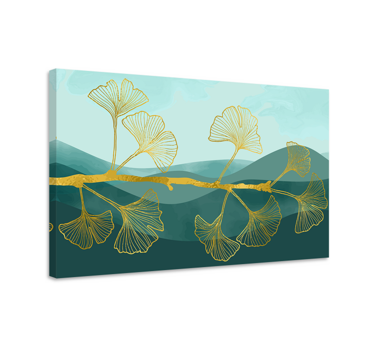 Flowers canvas ginkgo leaf reflection - TenStickers