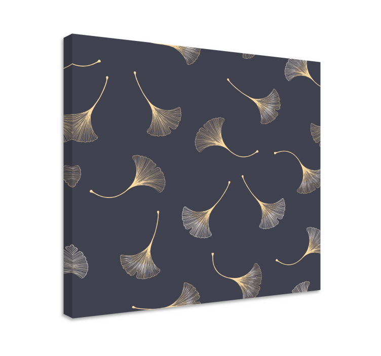 Ginkgo Leaf Navy & Gold modern canvas - TenStickers