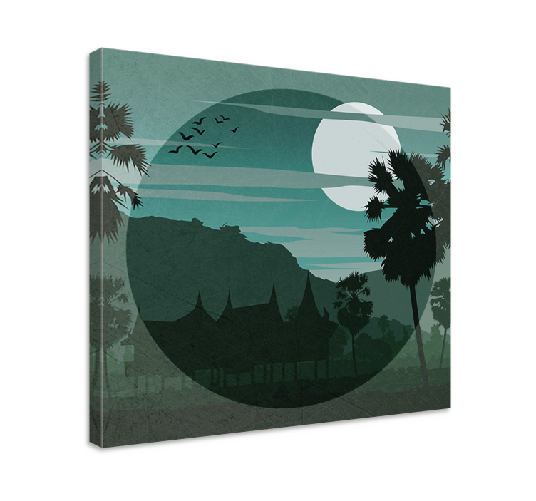 Serene moonlit view landscape canvas - TenStickers
