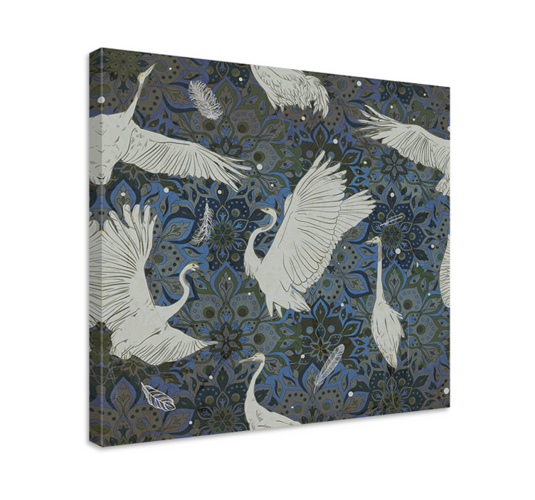 Fish canvas graceful cranes dance - TenStickers