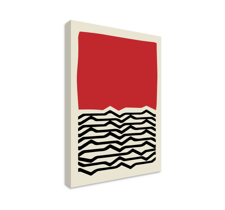 Red painting with irregular black lines canvas - TenStickers