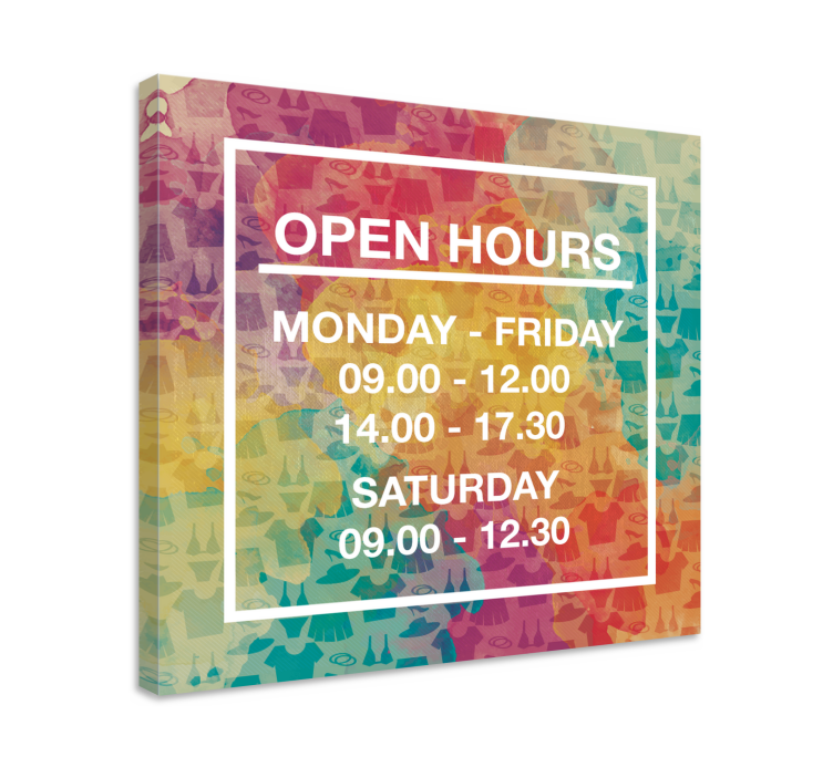 Opening hours" customized canvas print - TenStickers