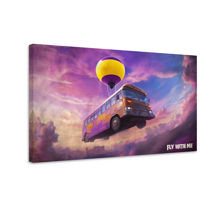 Flying bus scene video game canvas art - TenStickers
