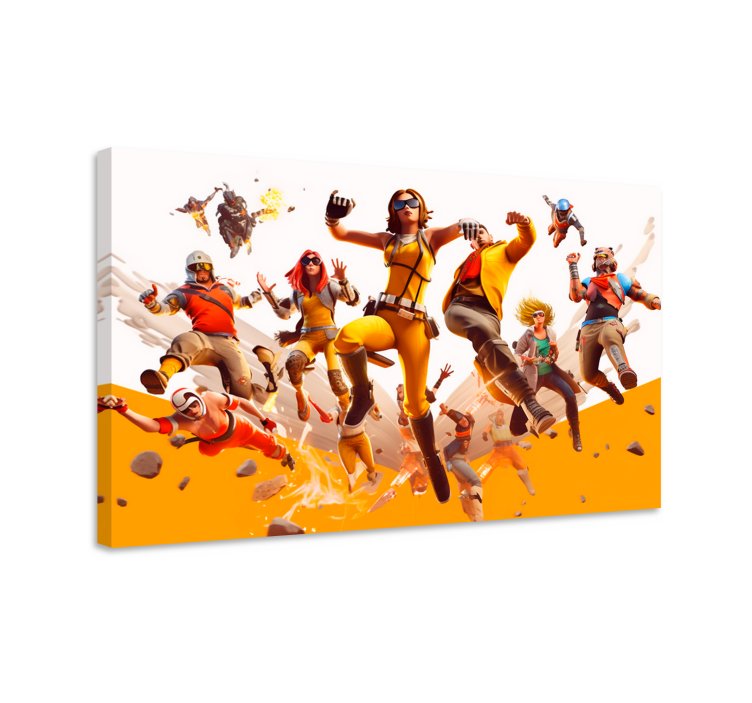 Characters flying attack video game canvas art - TenStickers
